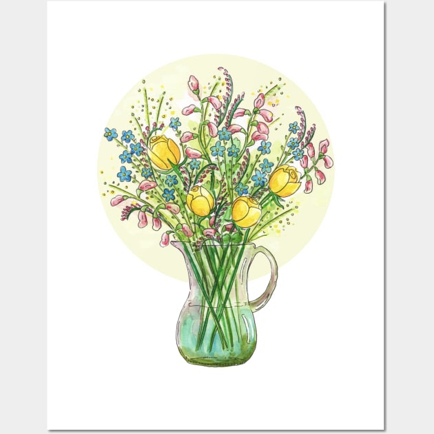 Flowers to Make Your Day Wall Art by Vicky Kuhn Illustration